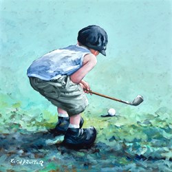Practice Makes Perfect ! by Keith Proctor - Original Painting on Stretched Canvas sized 24x24 inches. Available from Whitewall Galleries